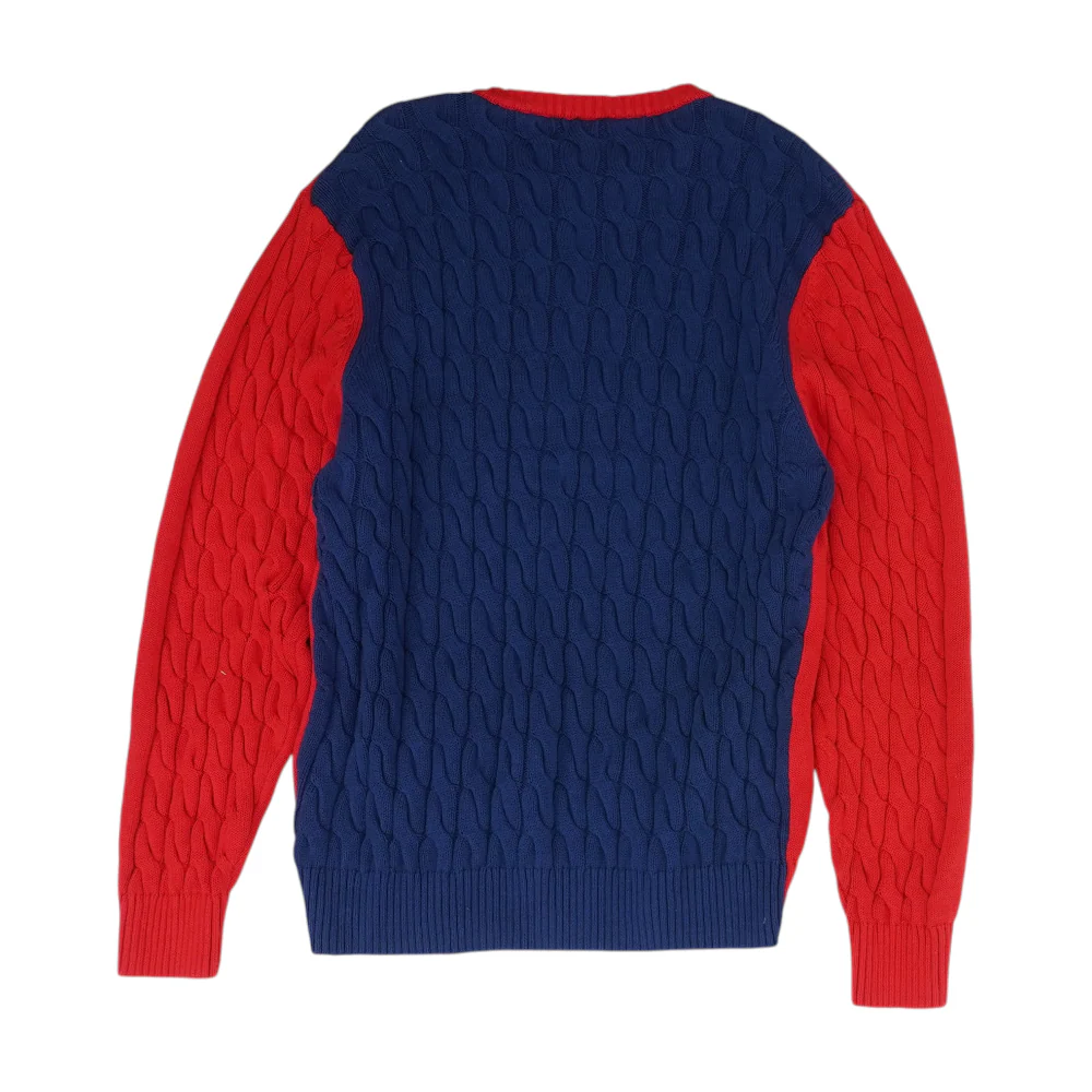Red Color Block Pullover Sweater - Image 2