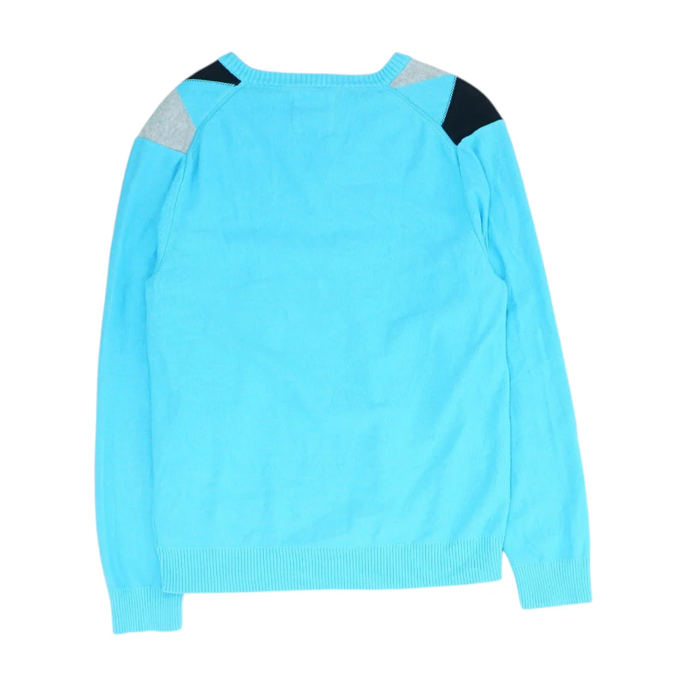 Blue Geometric Pullover Sweater - Image 2