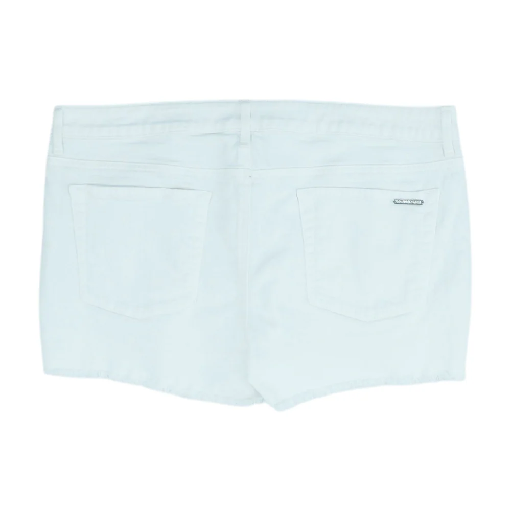 White Solid Denim Shorts - Image 2