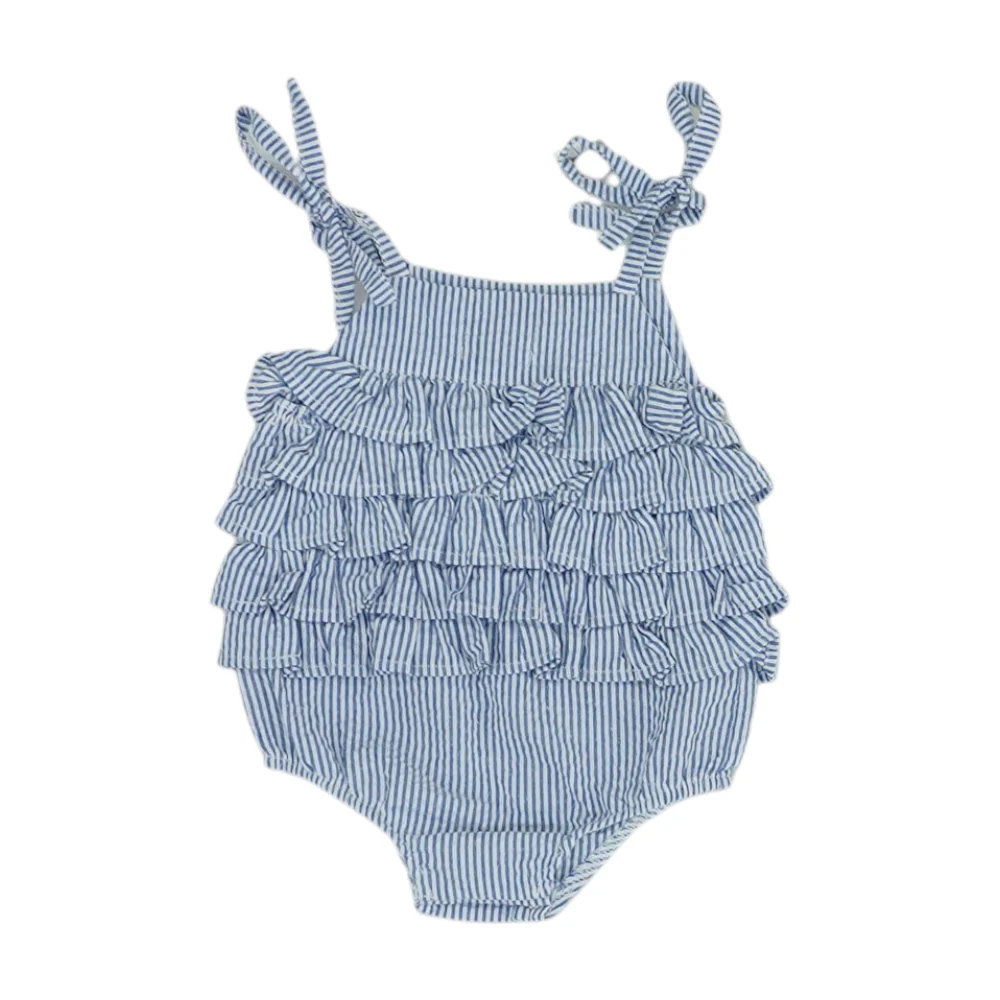Blue Striped Sleeveless One-Piece - Image 2