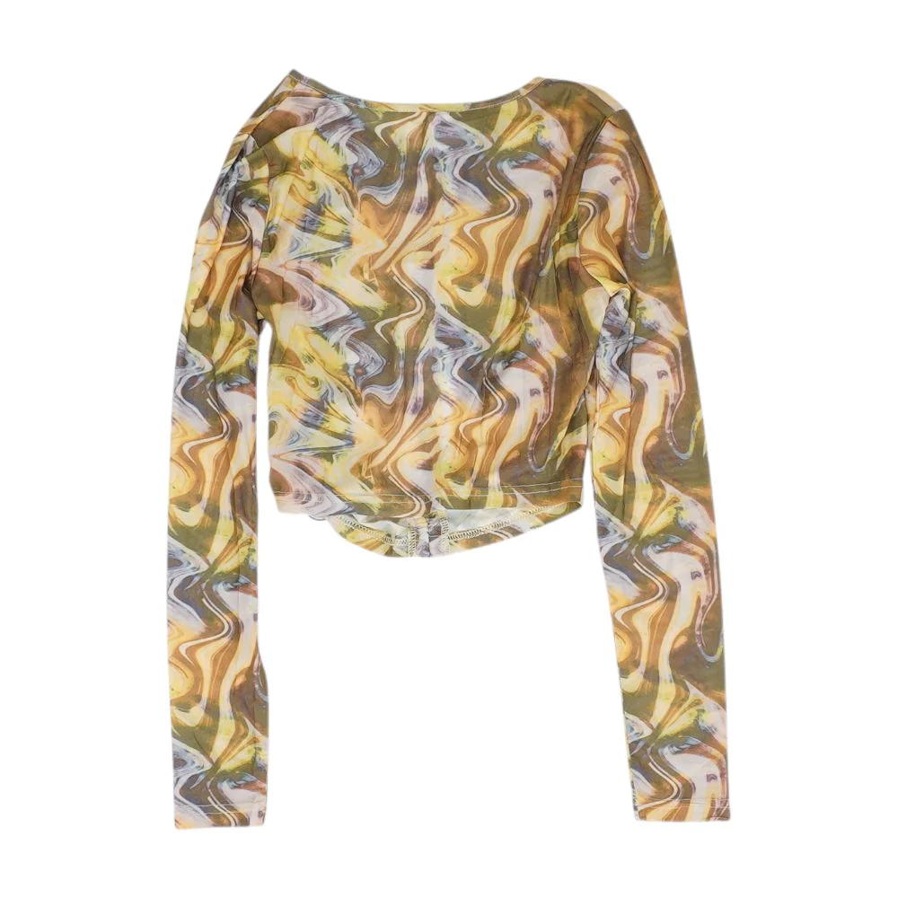 Multi Graphic Cropped Blouse - Image 2