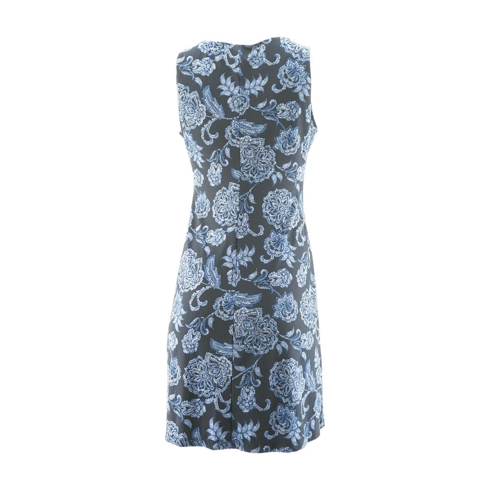 Navy Damask Mini Dress - Image 2