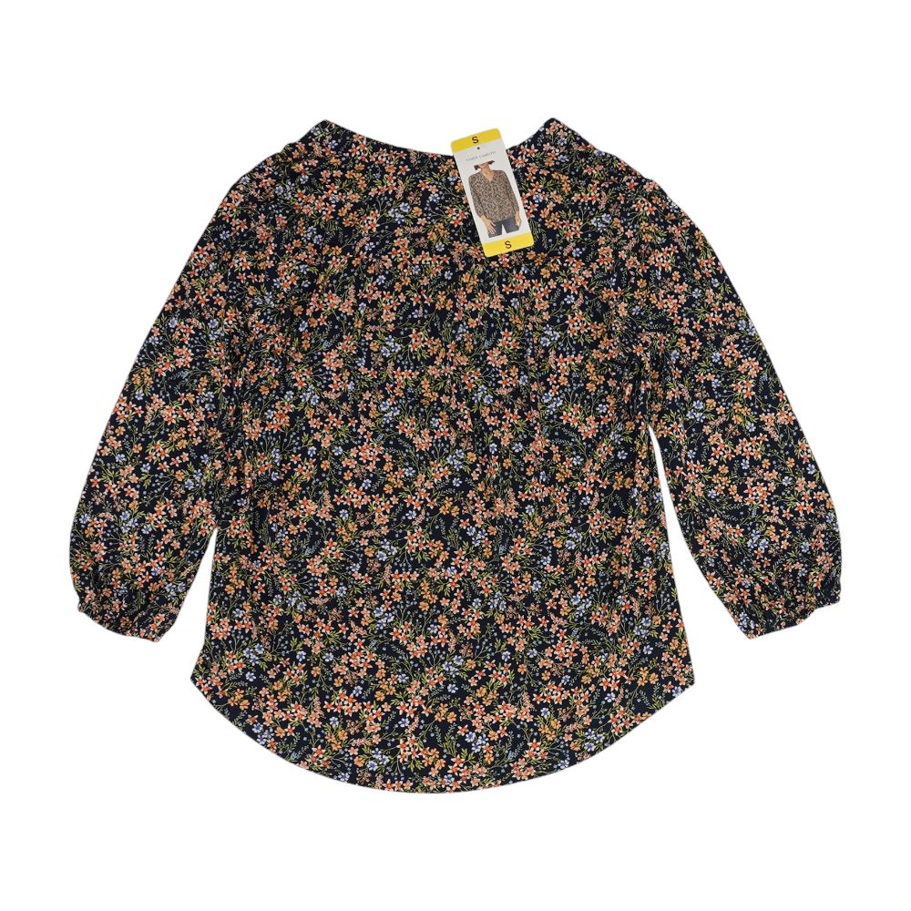 Navy Floral Blouse - Image 2