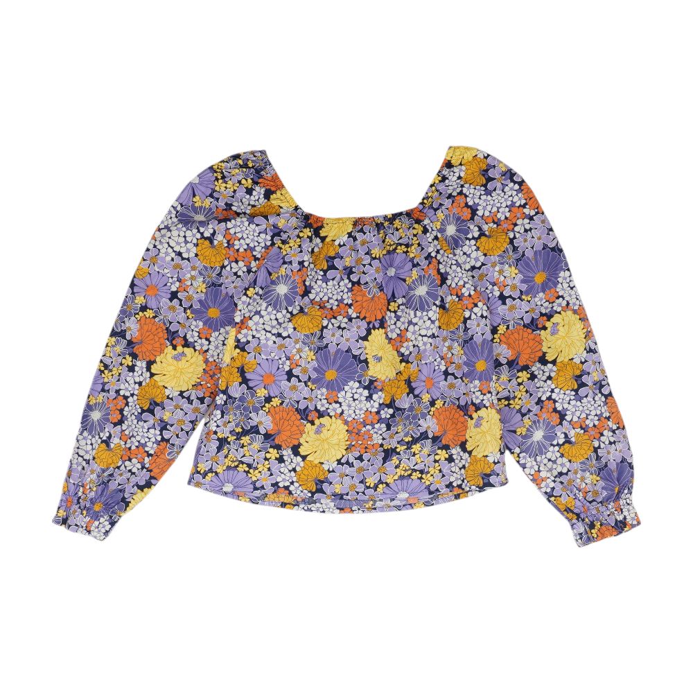 Navy Floral Long Sleeve Blouse - Image 2