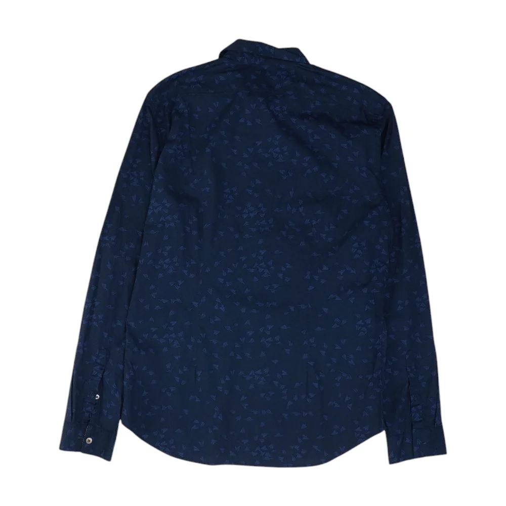 Navy Graphic Long Sleeve Button Down - Image 2