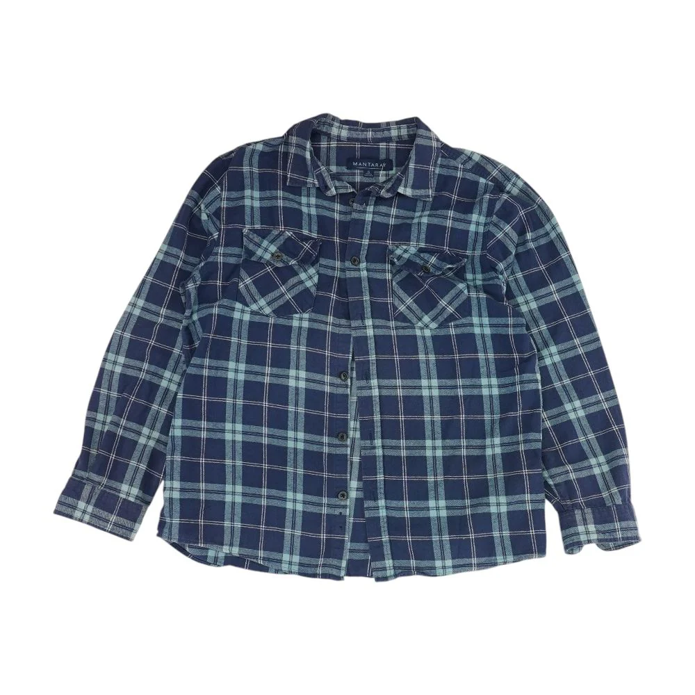 Navy Plaid Flannel Button Down