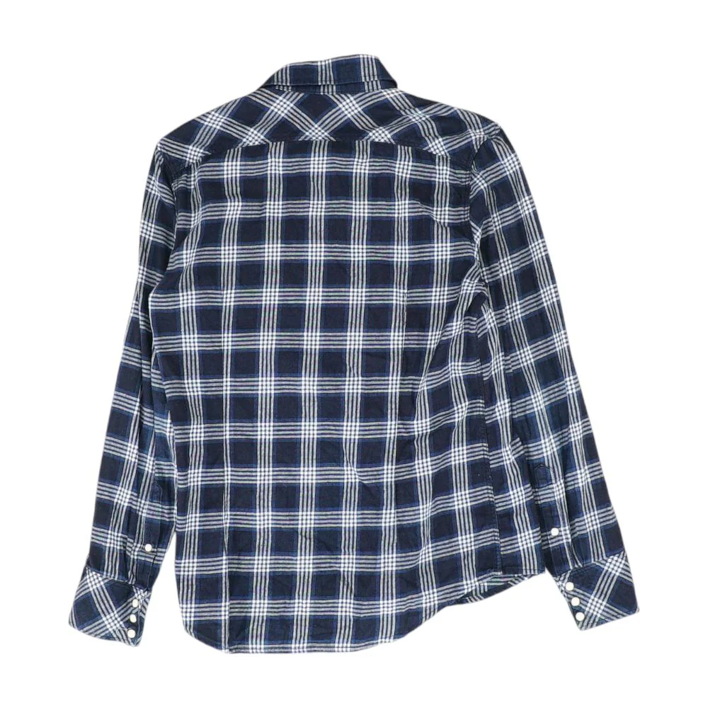 Navy Plaid Long Sleeve Button Down - Image 2