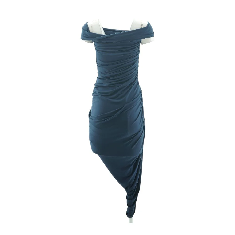 Navy Polka Dot Midi Dress - Image 2
