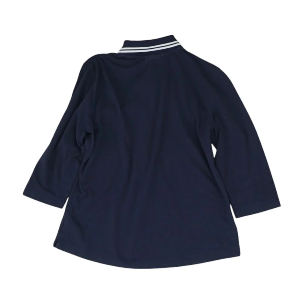 Navy Solid 3/4 Sleeve Blouse - Image 2