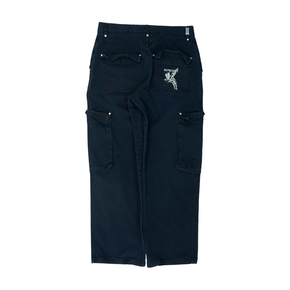 Navy Solid Cargo Pants - Image 2