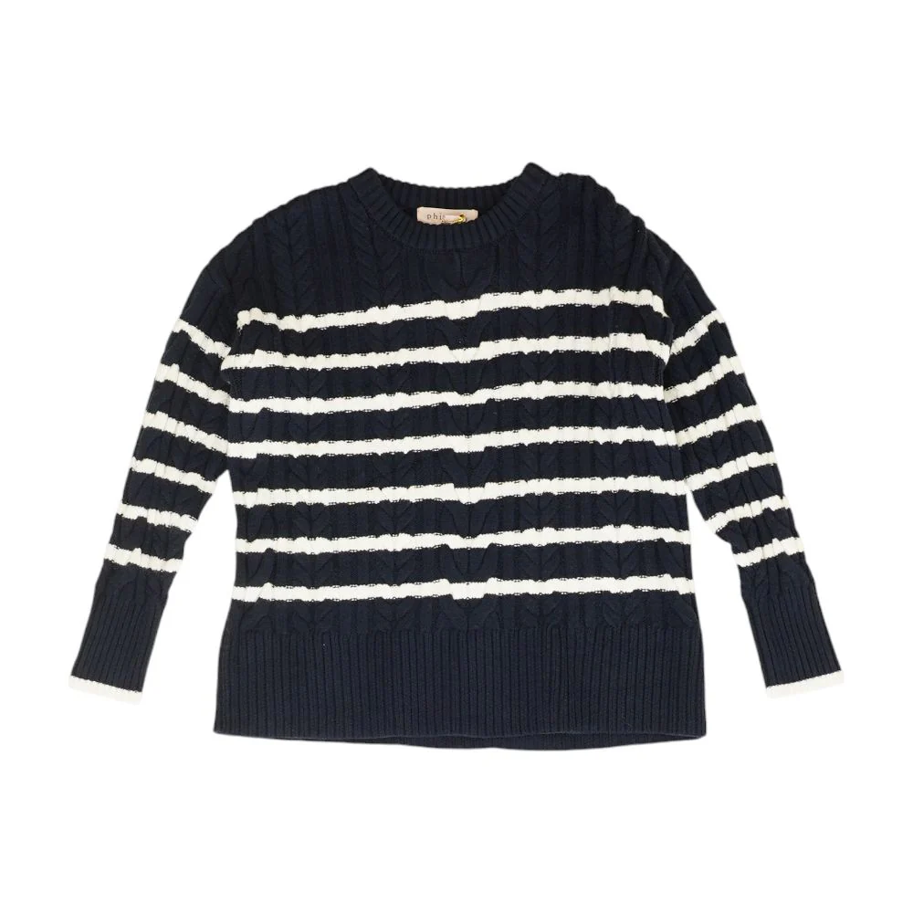 Navy Striped Crewneck Sweater