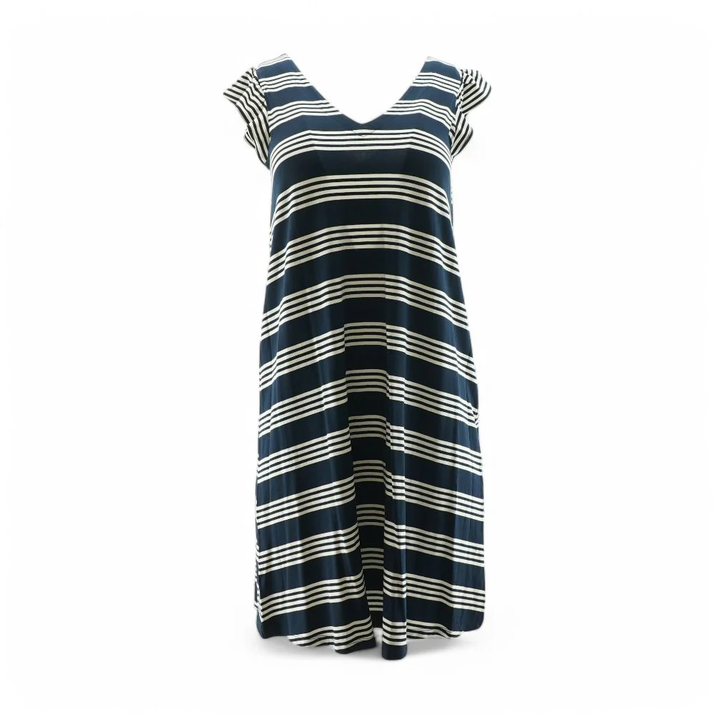 Navy Striped Midi Dress