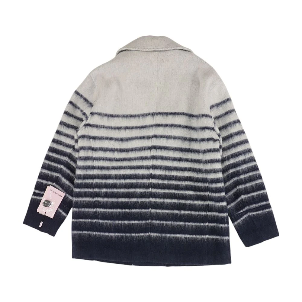 Navy Striped Peacoat Coat - Image 2