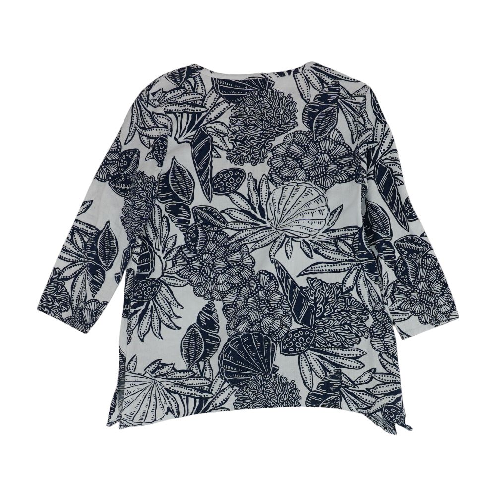 Navy Tropical Long Sleeve Blouse - Image 2