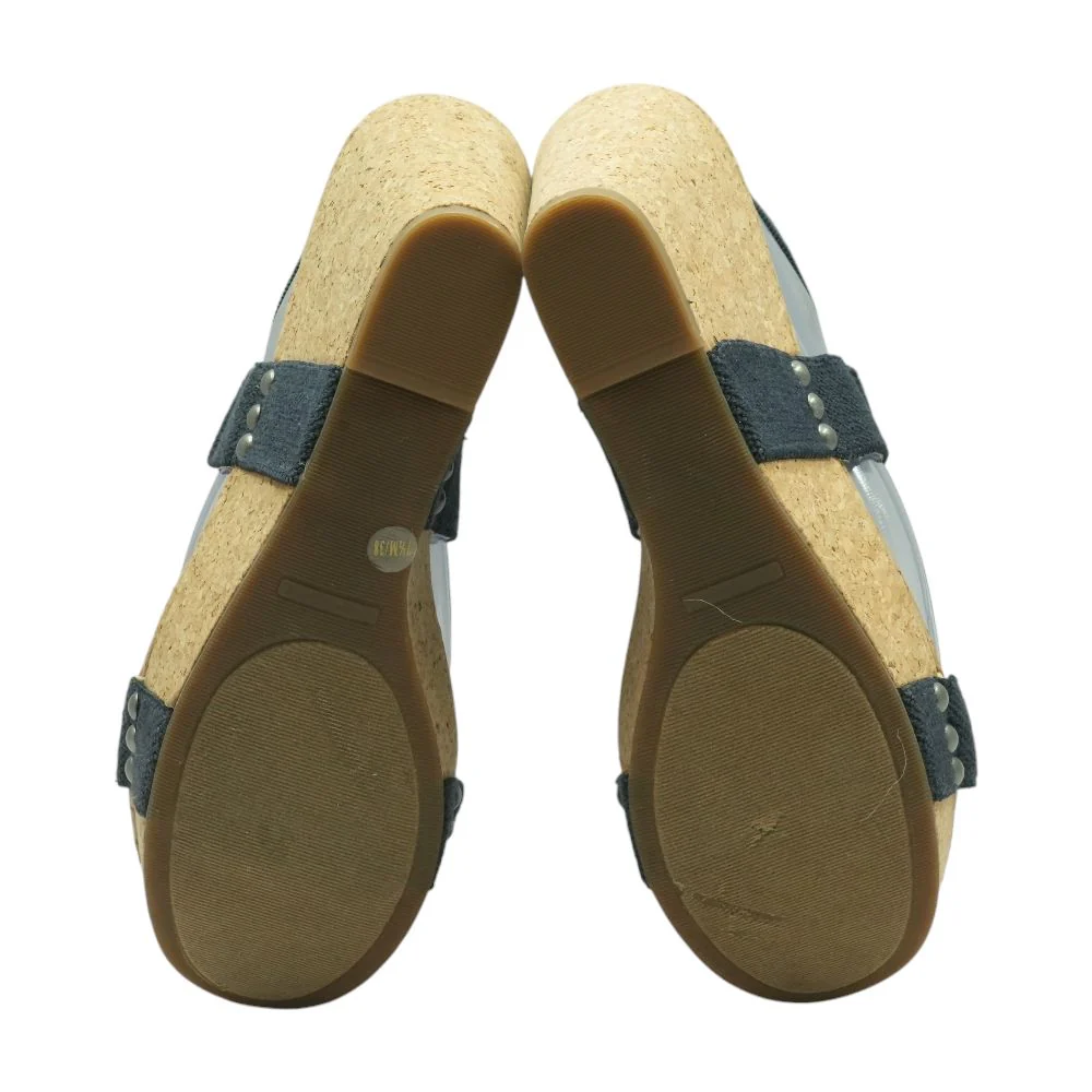 Navy Wedged Sandals - Image 3