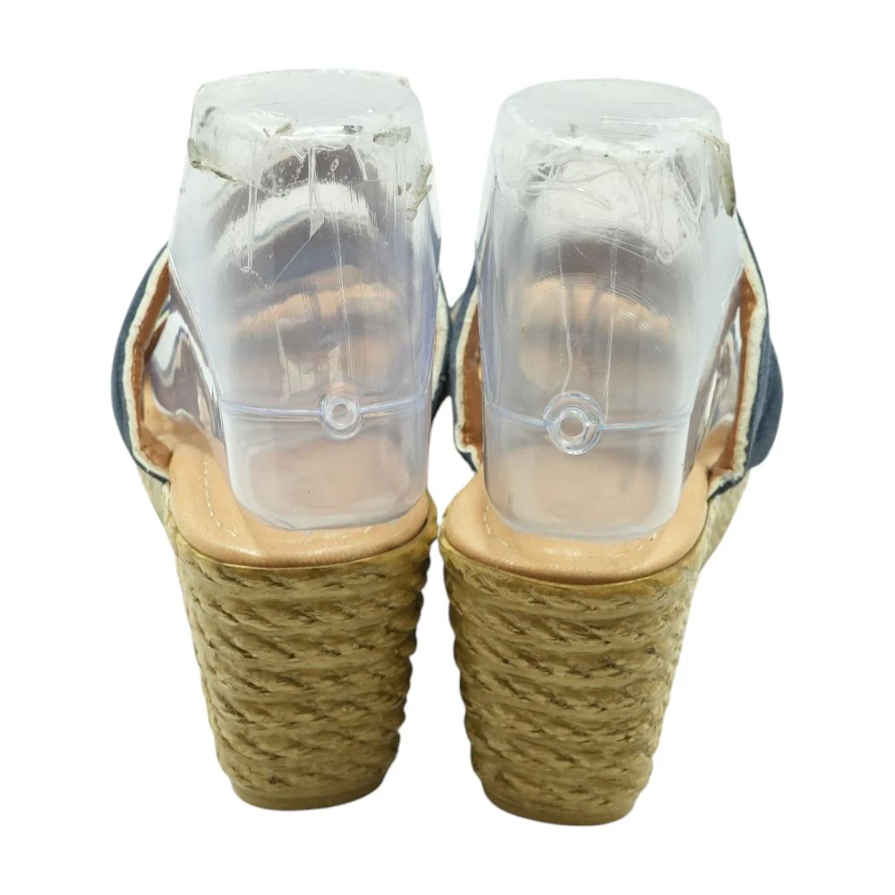 Navy Wedged Sandals - Image 2