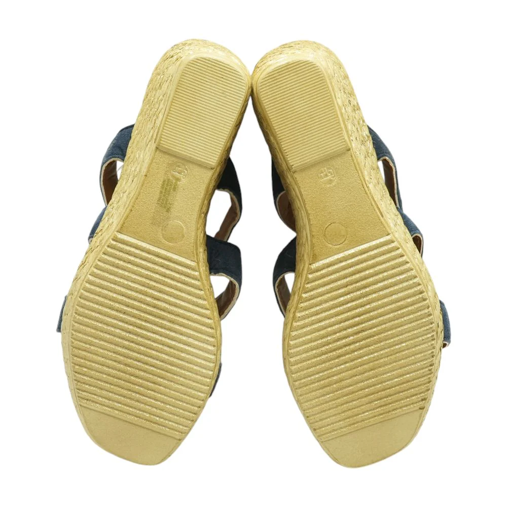 Navy Wedged Sandals - Image 3