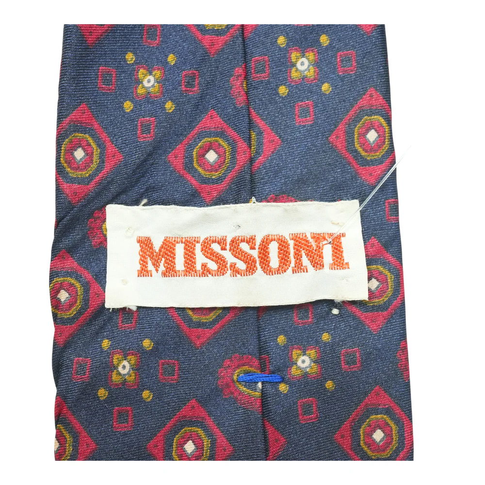 Vintage Navy Print Neck Tie - Image 2