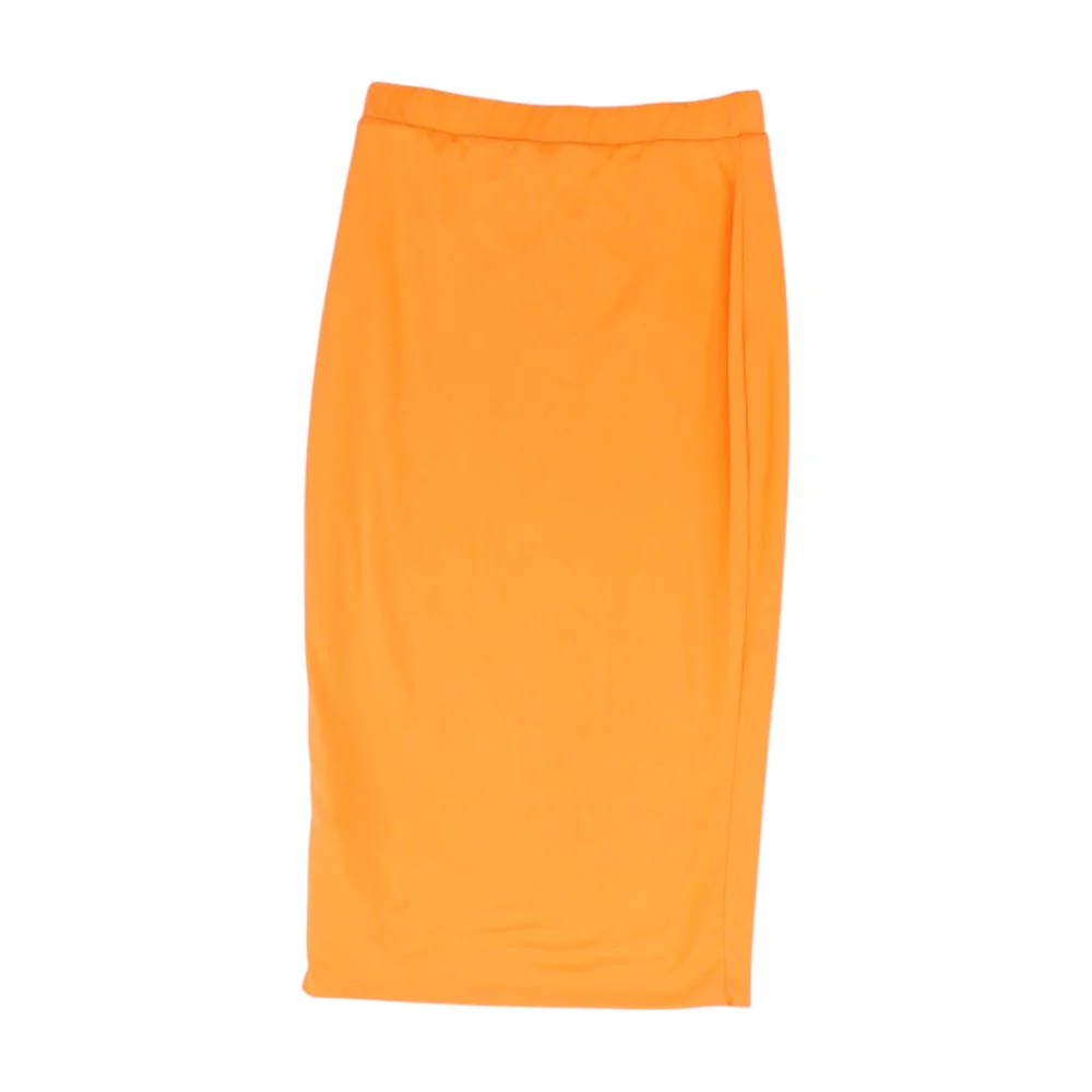 Neon Orange Solid Midi Skirt - Image 2