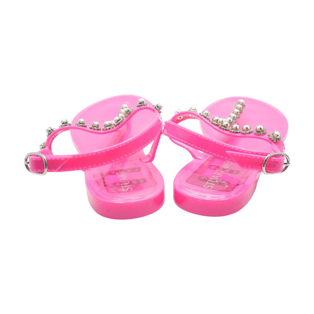 Neon Pink Flat Sandals - Image 2