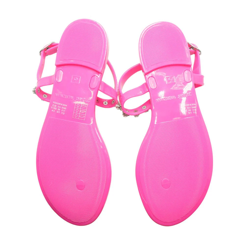 Neon Pink Flat Sandals - Image 3