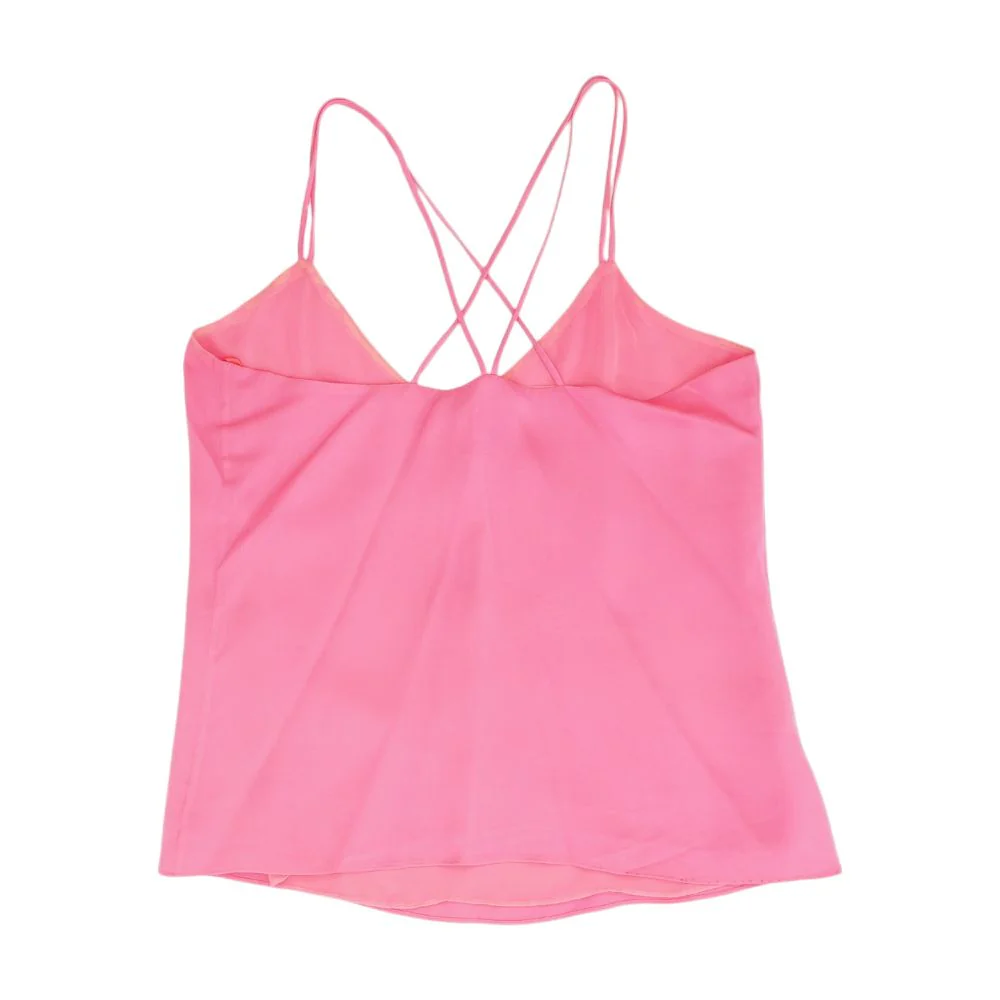Neon Pink Solid Sleeveless Blouse - Image 2