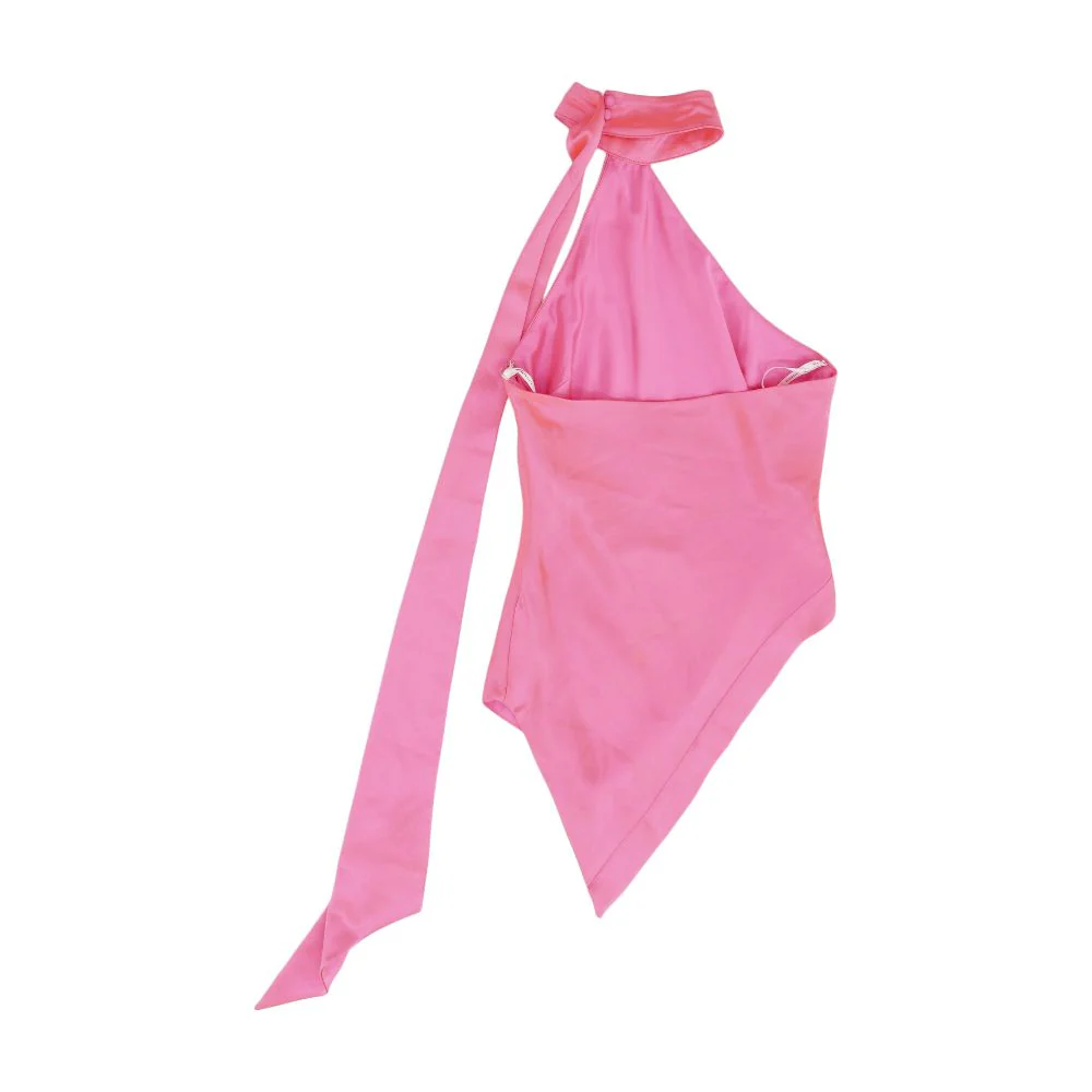 Neon Pink Solid Sleeveless Blouse - Image 2