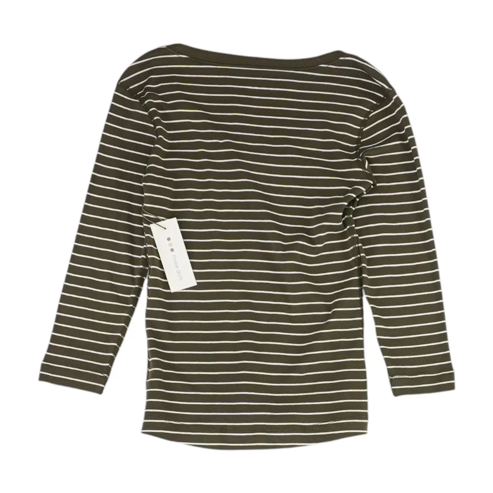 Olive Striped V Neck T-Shirt - Image 2