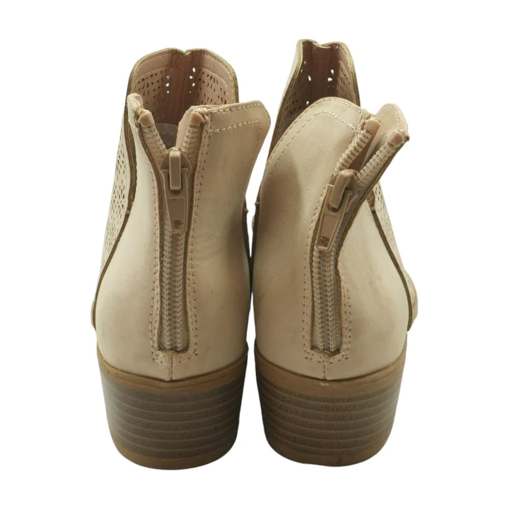 Open Toe Ankle Beige Boots - Image 2
