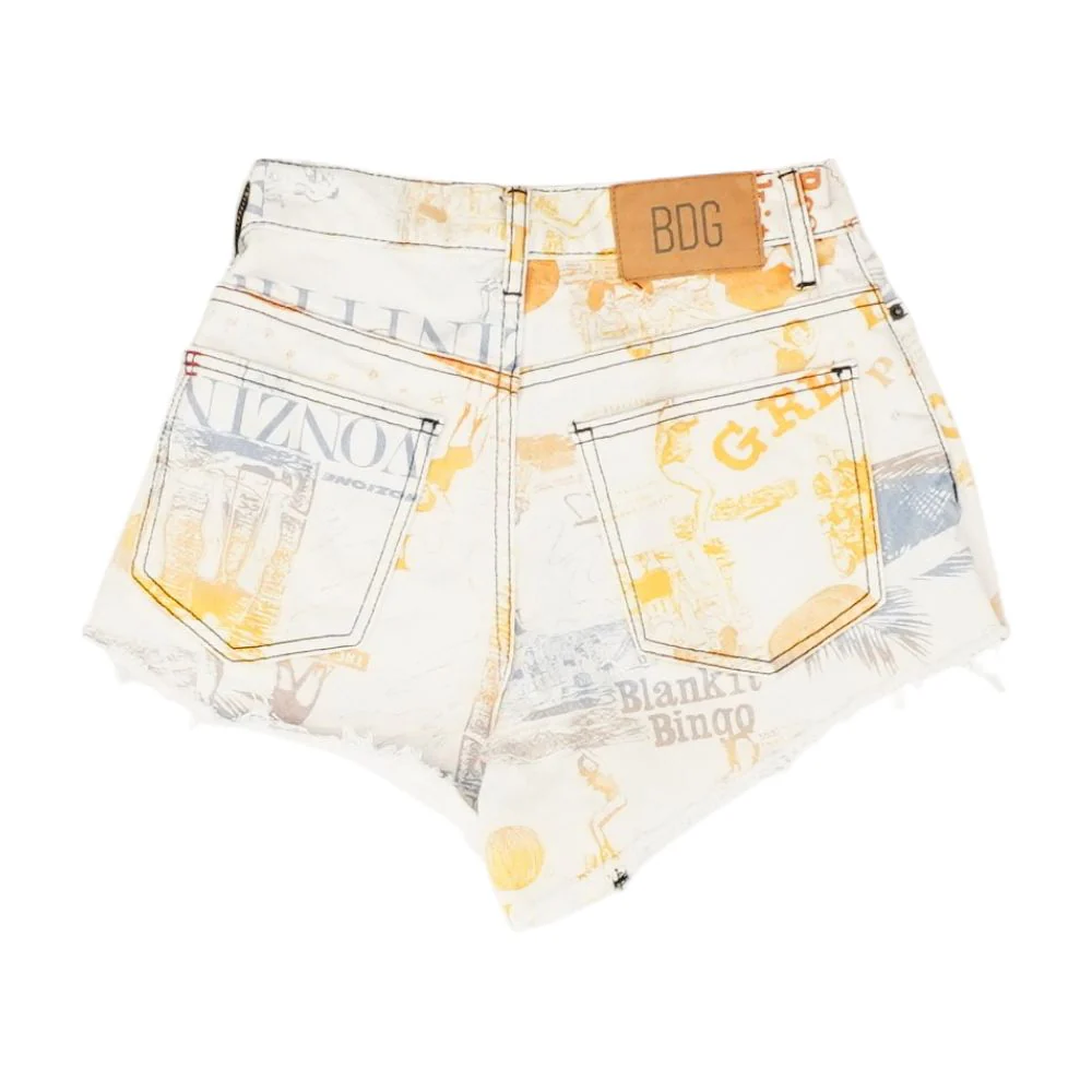 Orange Graphic Denim Shorts - Image 2
