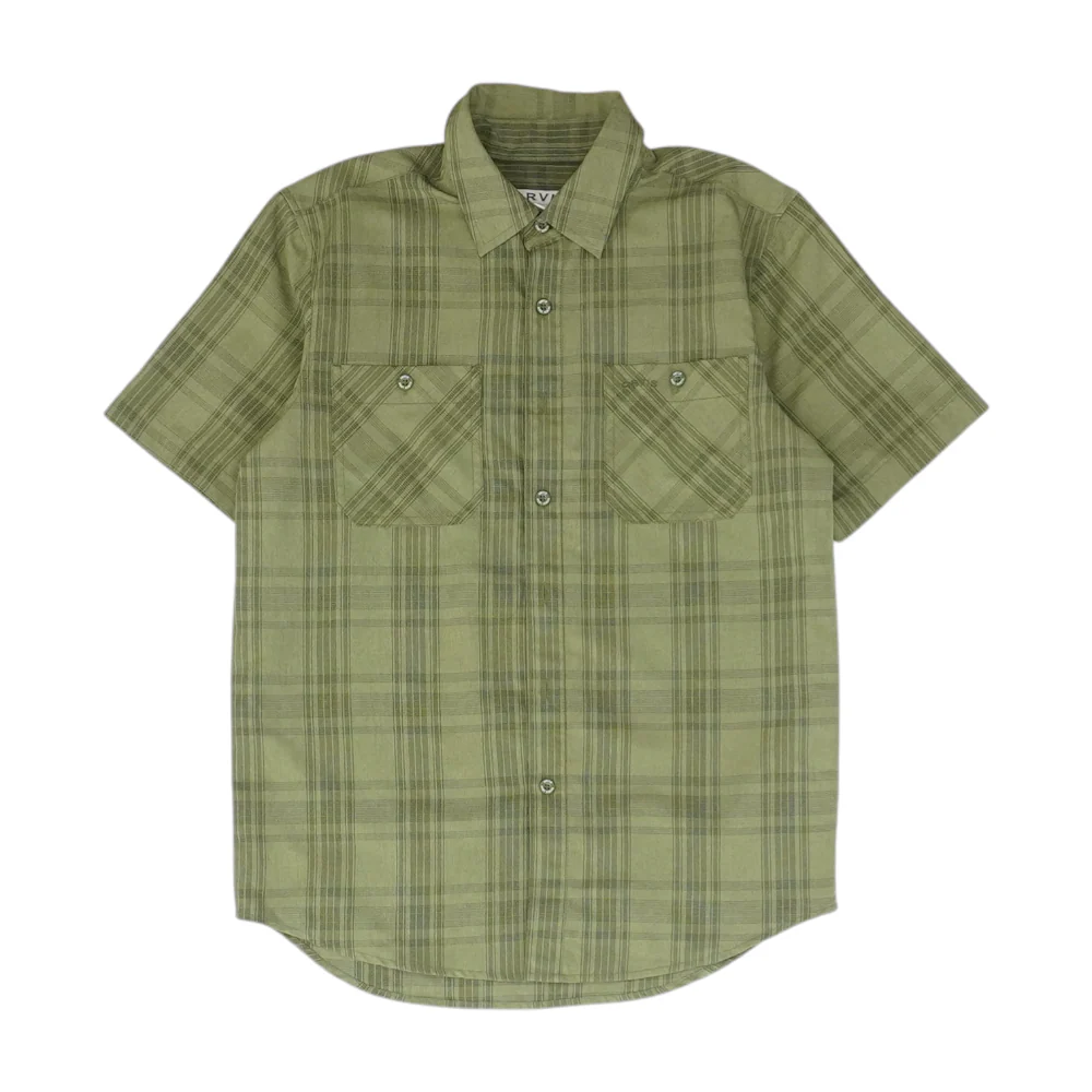 Green Plaid Short Sleeve Button Down
