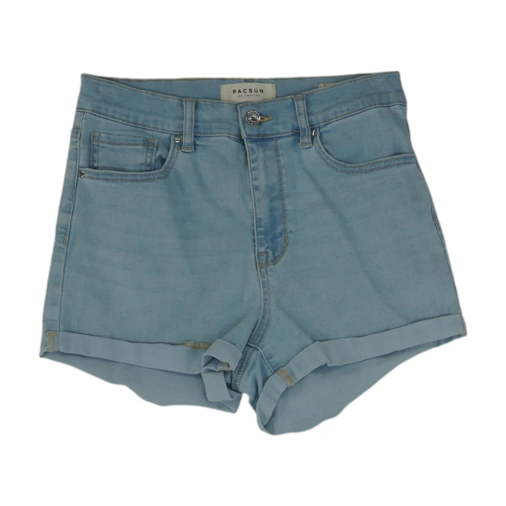 Blue Solid Denim Shorts