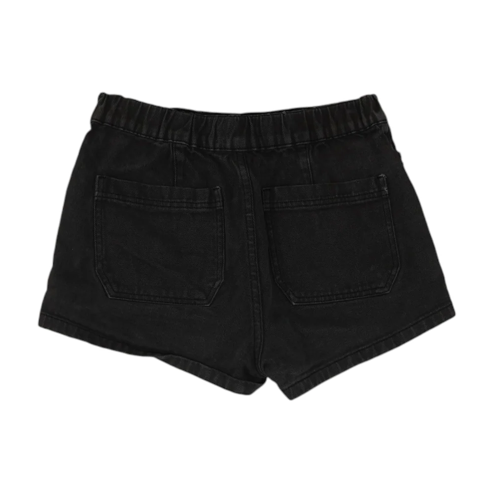 Black Solid Denim Shorts - Image 2