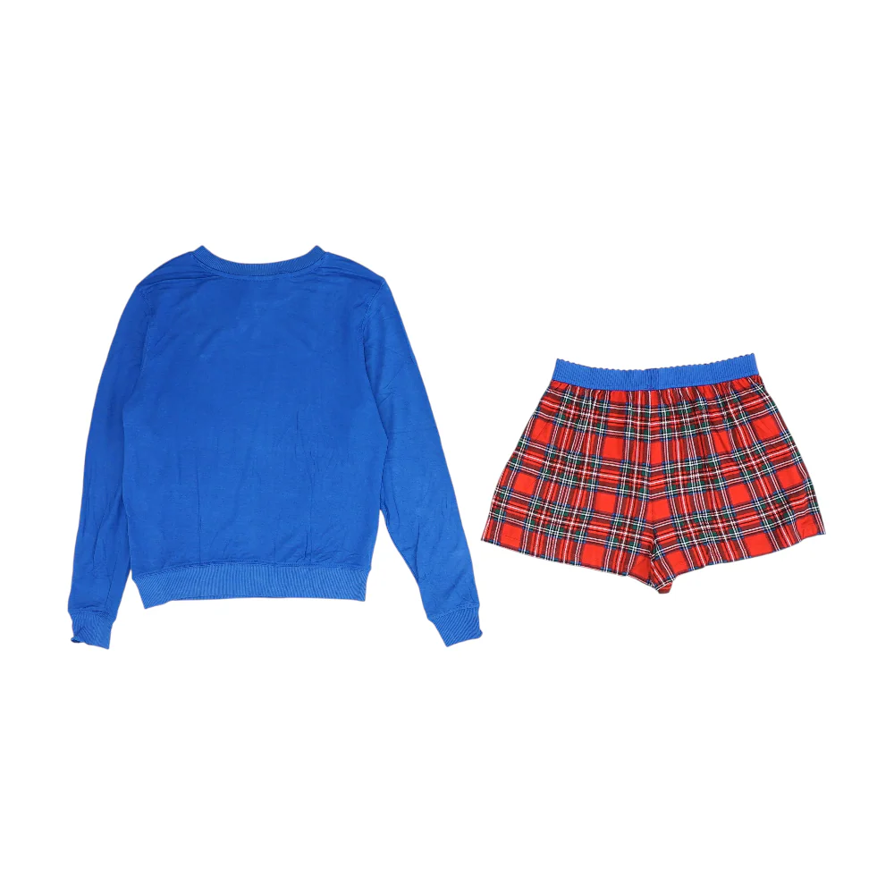 Blue Solid Pajama Set - Image 2