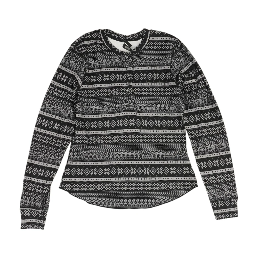 Black Graphic Pajama Top