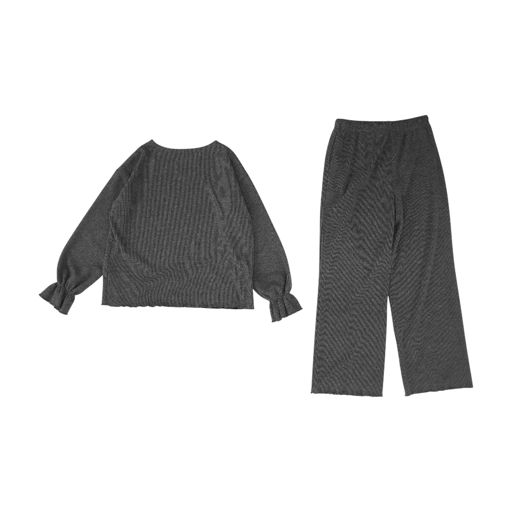 Gray Solid Pant Set - Image 2