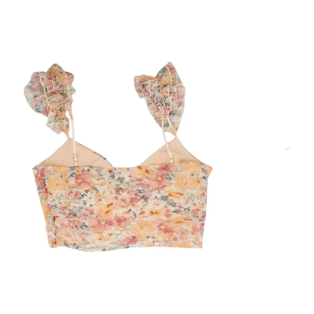 Peach Floral Cropped Blouse - Image 2