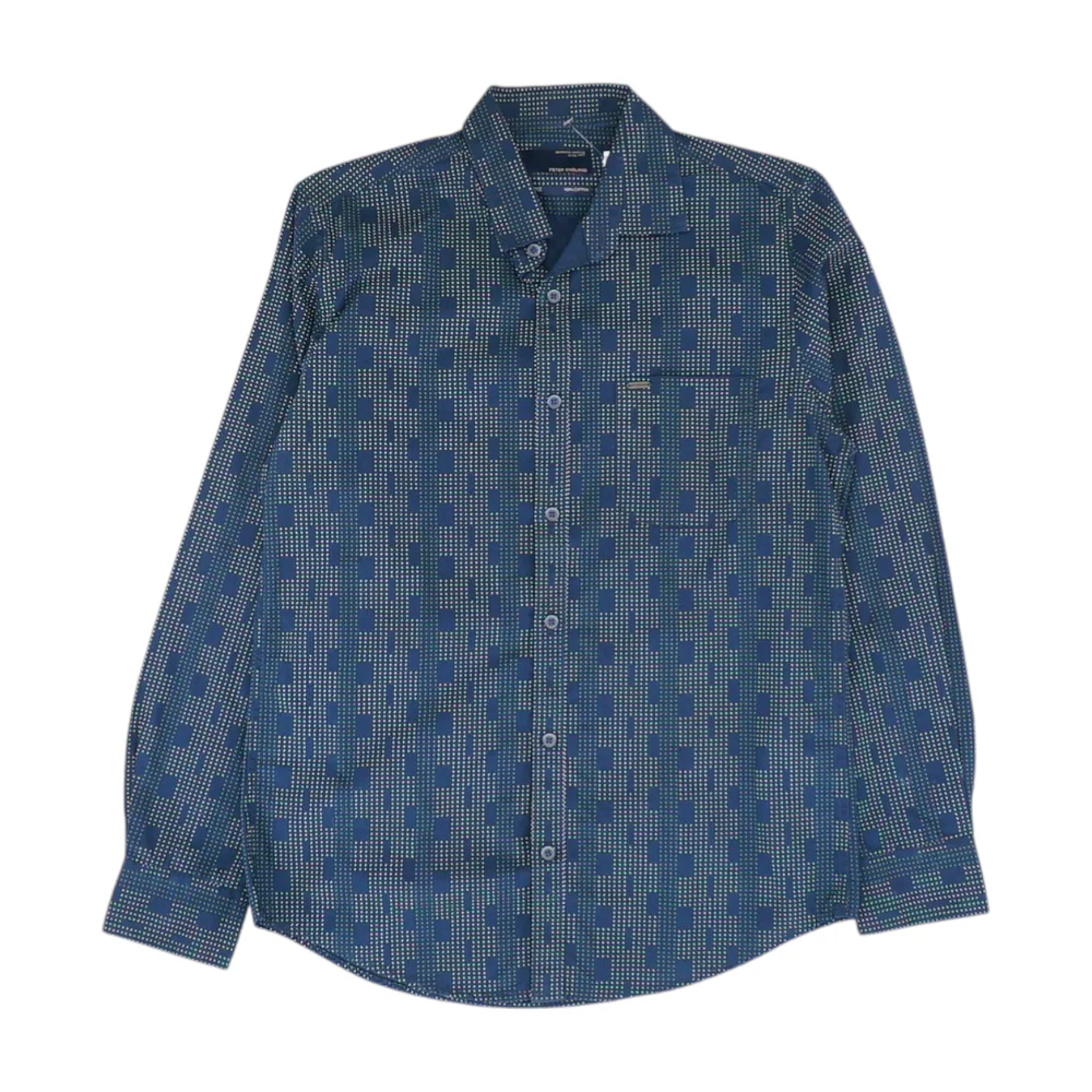 Navy Polka Dot Long Sleeve Button Down
