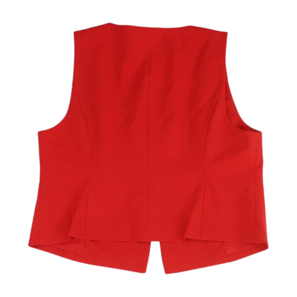 Red Petite Solid Casual Vest - Image 2