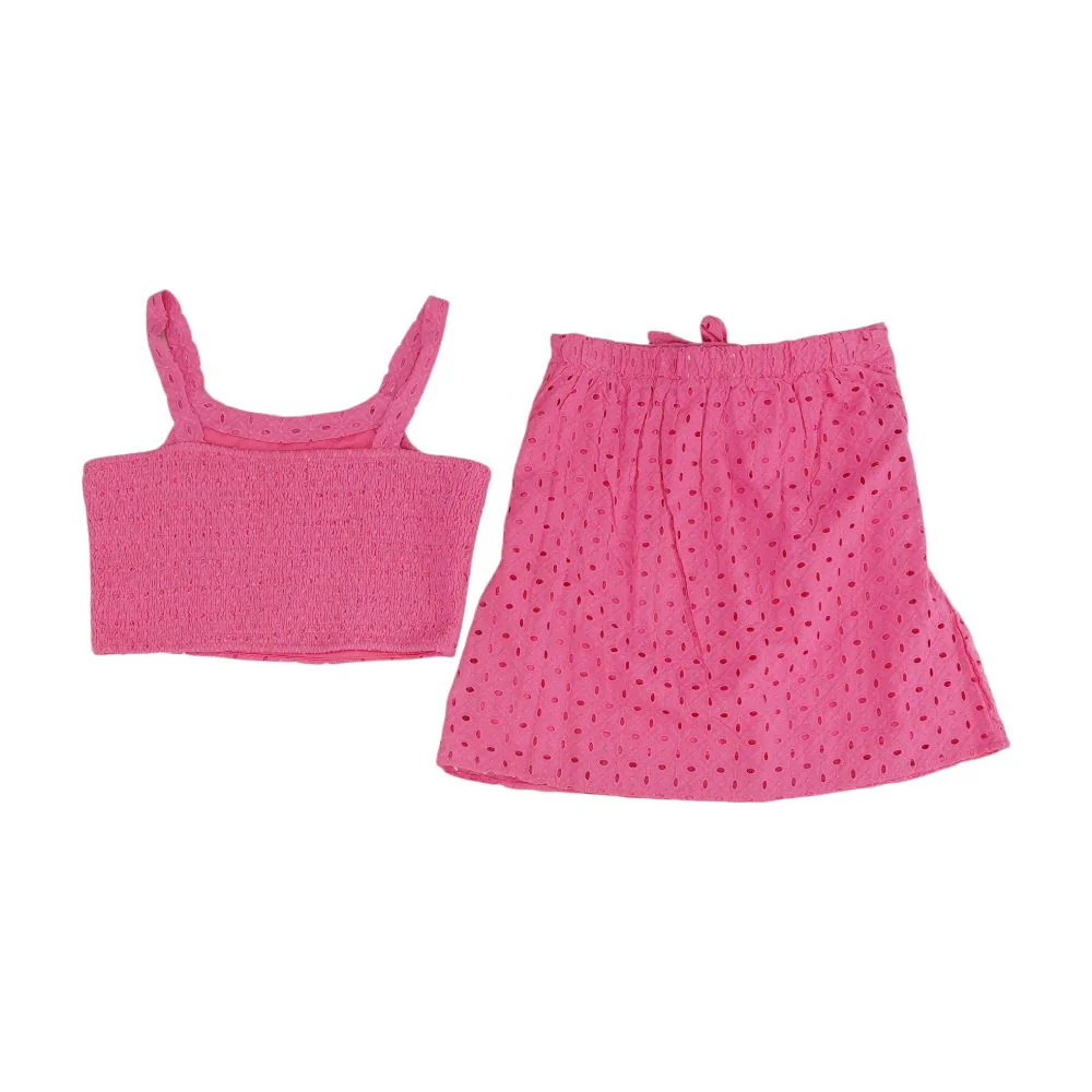 Pink Eyelet Skirt Set - Image 2