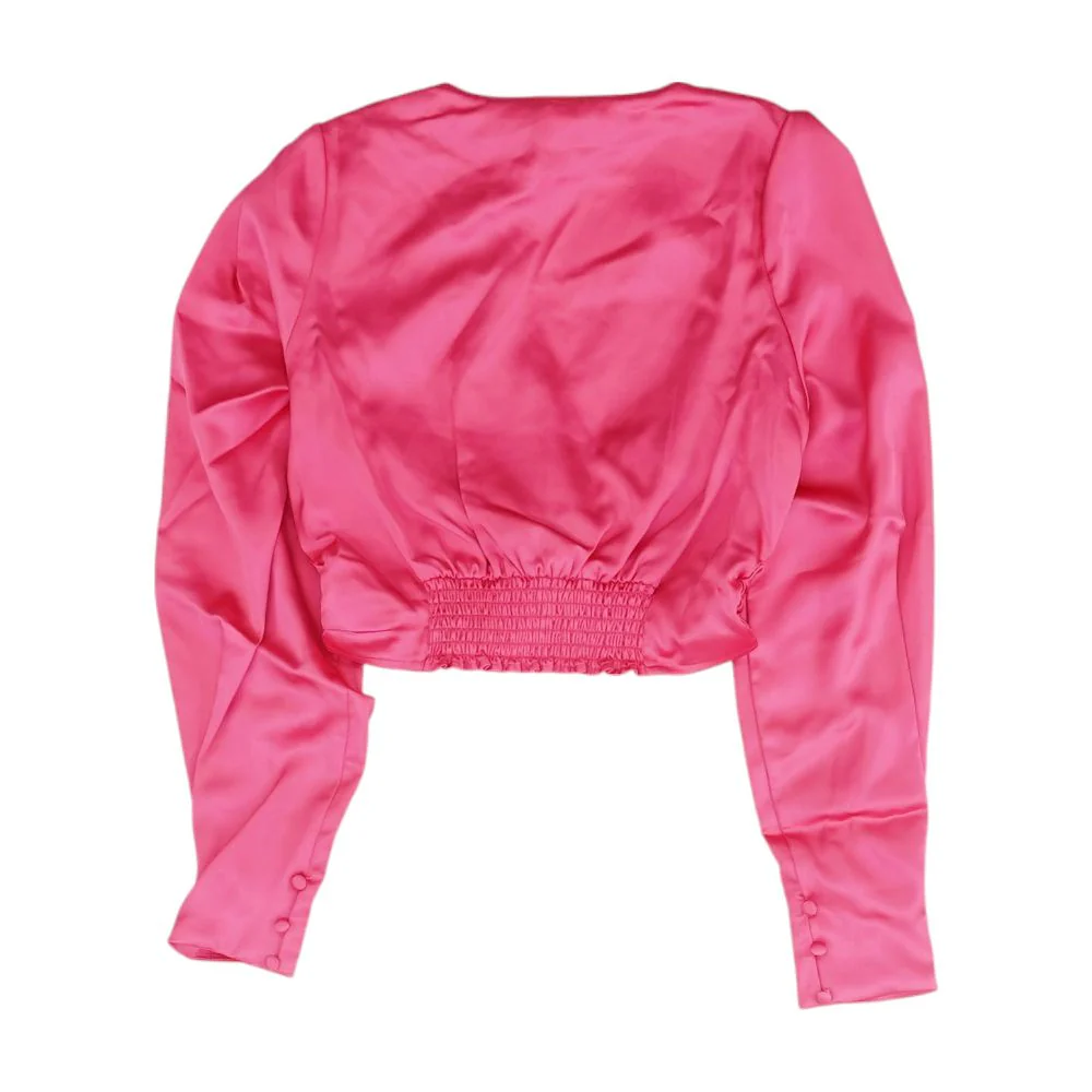 Pink Solid Long Sleeve Blouse - Image 2