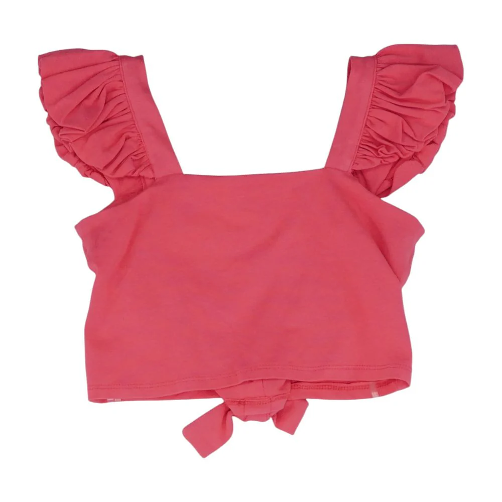 Pink Solid Short Sleeve Blouse - Image 2
