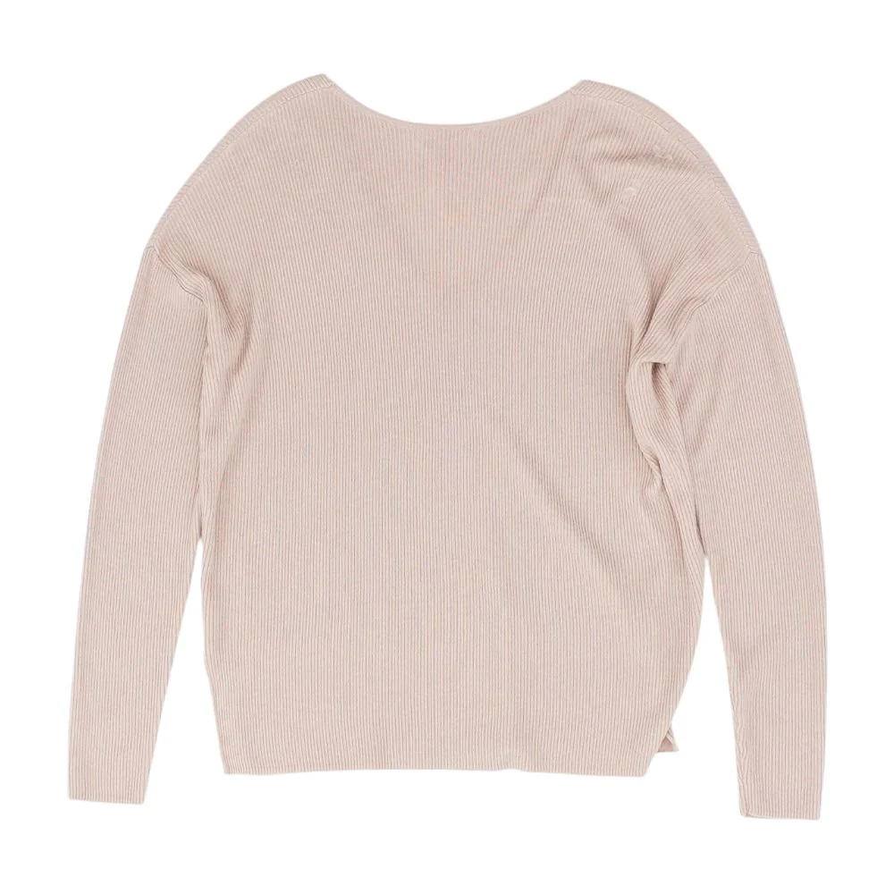 Pink Solid V-Neck Sweater - Image 2