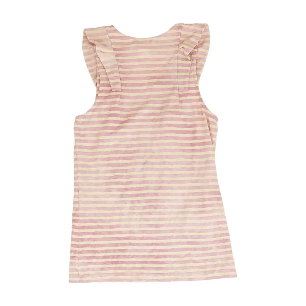 Pink Striped Sleeveless Blouse - Image 2