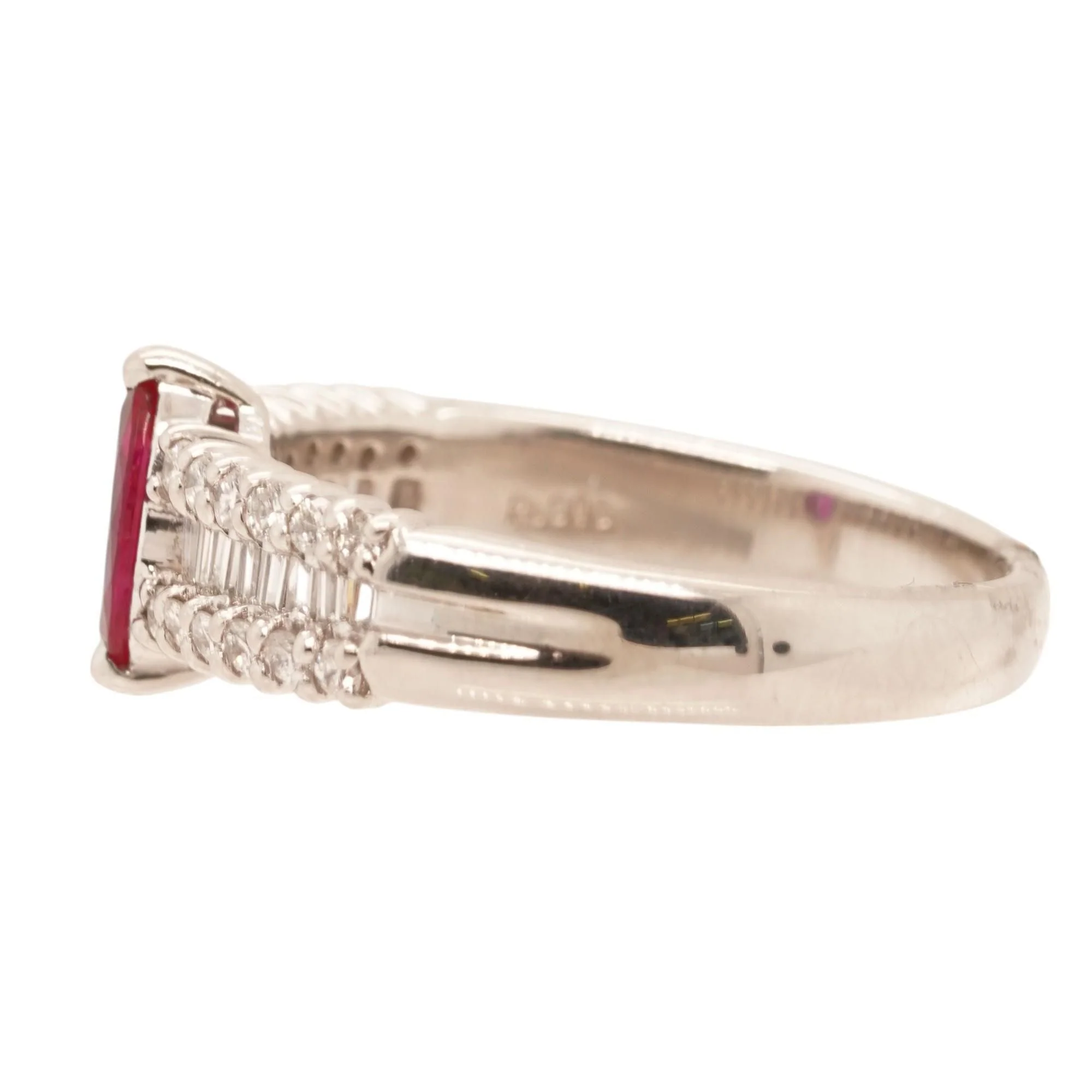 Platinum Marquise Cut Ruby With Diamond Accents Band - Image 2
