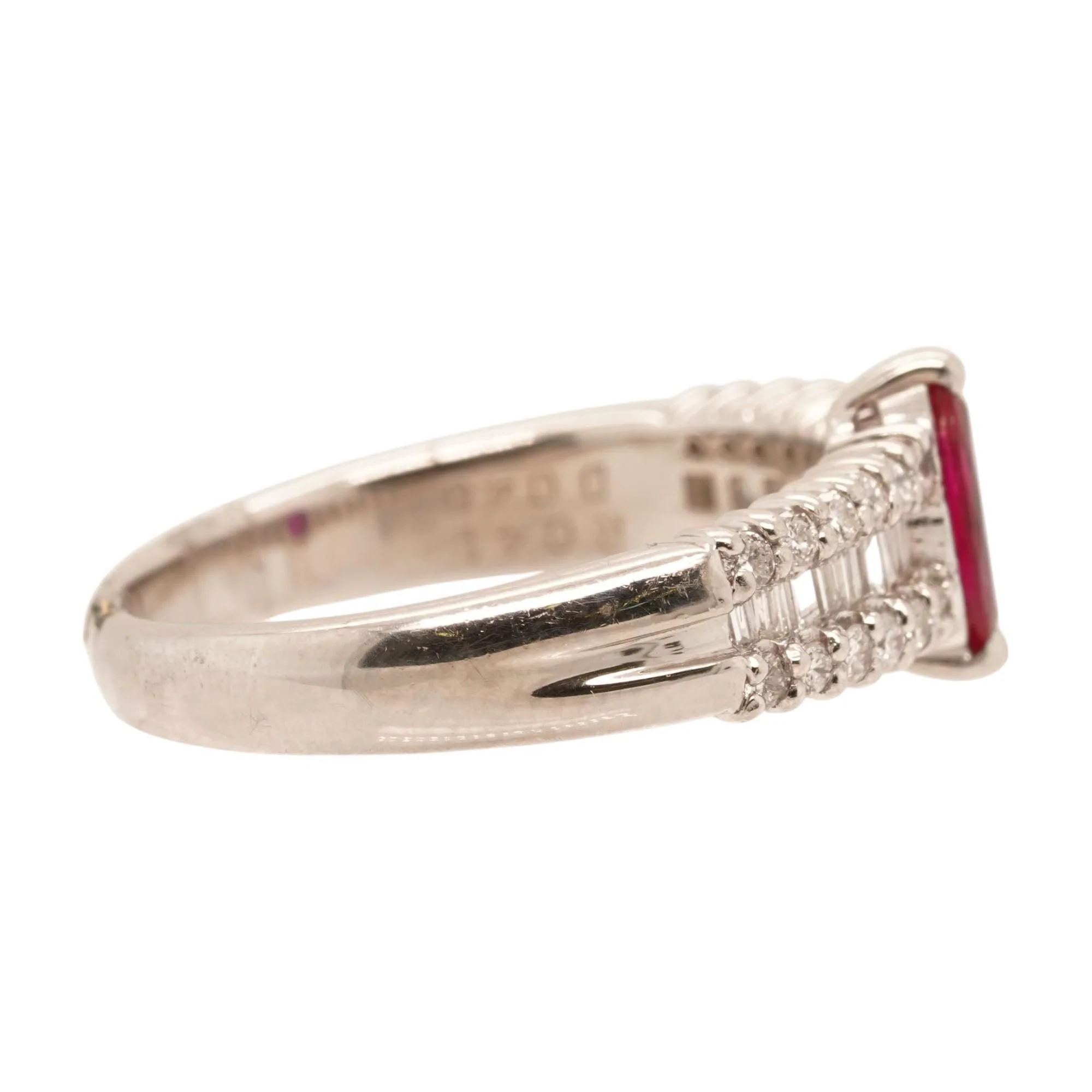 Platinum Marquise Cut Ruby With Diamond Accents Band - Image 3