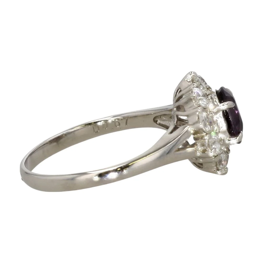 Platinum Oval Spinel With Round Diamond Halo Cocktail Ring - Image 3