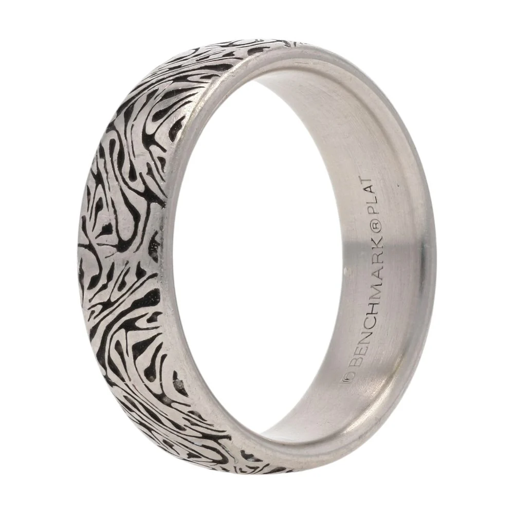 Platinum The Samurai Faux Mokume Pattern Band - Image 3