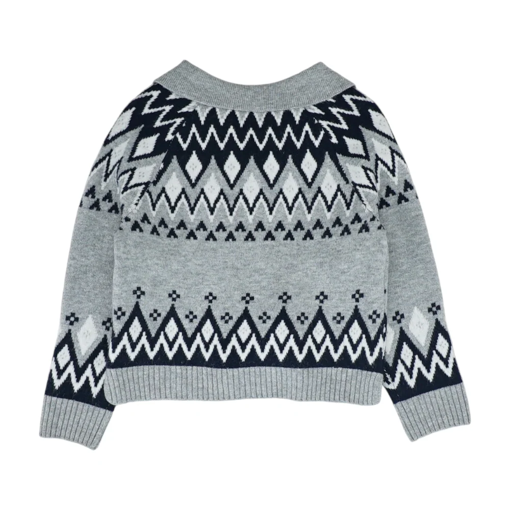 Gray Abstract Pullover Sweater - Image 2