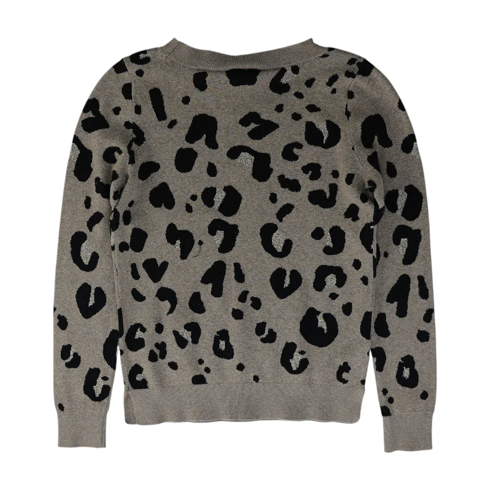 Gray Animal Print Pullover Sweater - Image 2